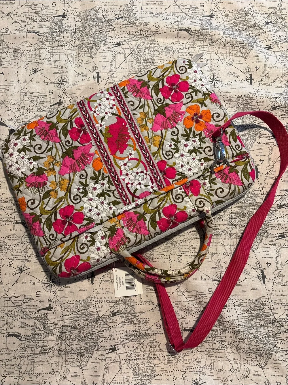 Vera Bradley Floral Quilted Laptop Bag in Pink & Orange
